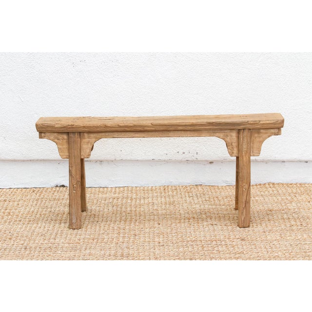 1970s 48" Long Wooden Bench With Authentic Charm For Sale - Image 5 of 7