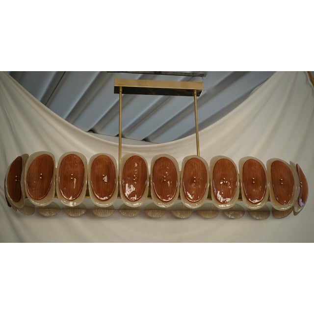 Art Deco Murano Art Glass Oval Amber and Cream Chandelier and Pendant, 2000 For Sale - Image 9 of 11