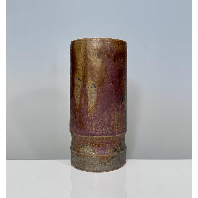 Cylindric Studio Ceramic Art Vase from Elmar & Elke Kubicek, Germany, 1960s For Sale - Image 4 of 14