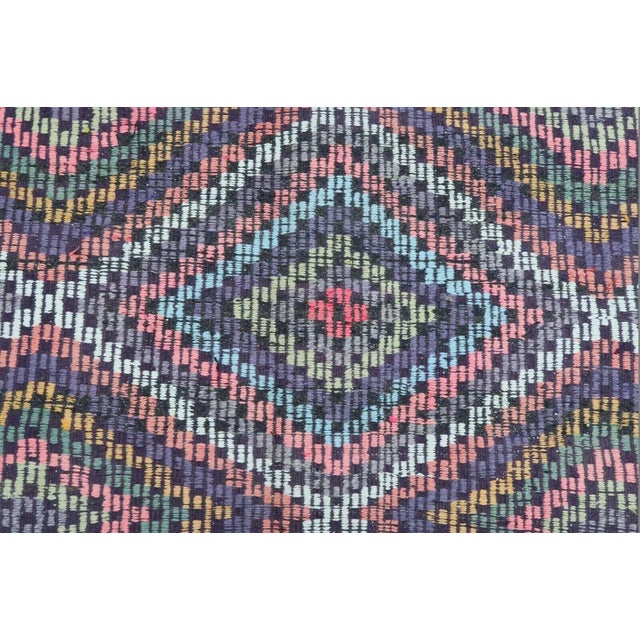 Diamond Designed Vintage Turkish Kilim Rug - 65"x110" For Sale In Raleigh - Image 6 of 13