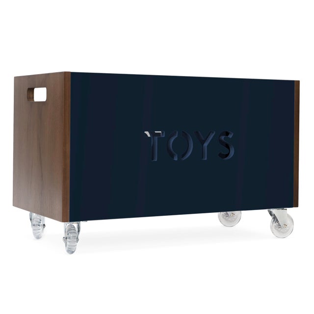 Nico & Yeye Toy Box Chest on Casters Walnut Deep Blue Chairish