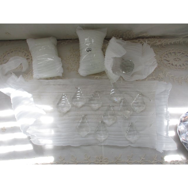 Toleware French Country 5 Arm Chandelier Bronze With Gold Leaves & Crystal Prisms For Sale - Image 12 of 17