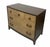A sophisticated pair of modern bachelor chests featuring a striking two-tone design. The dark mahogany-stained frames...