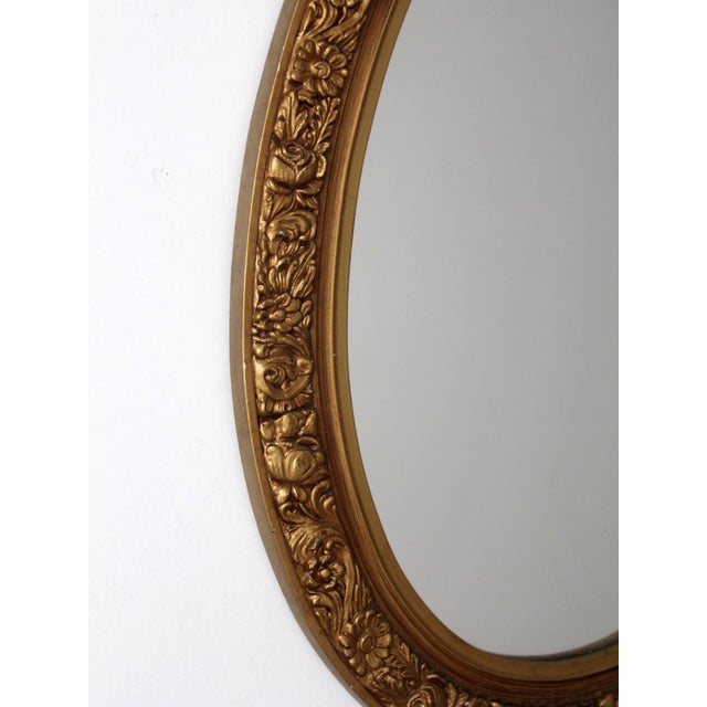 Wood Mid-Century Oval Gilt Wall Mirror For Sale - Image 7 of 10