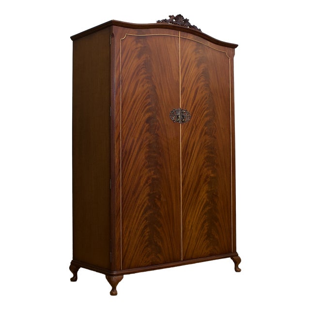 Vintage Queen Ann Style Wardrobe, 1950s For Sale