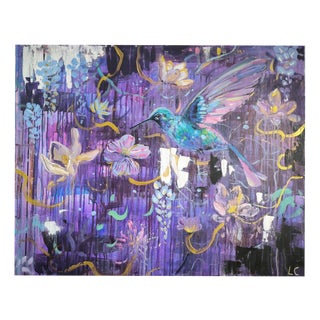 Linda Clerget, Cosmic Bird, Ink on Canvas For Sale