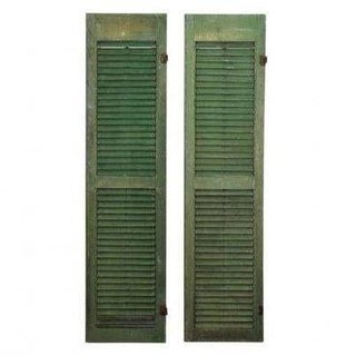 Antique Green Shutters - A Pair For Sale