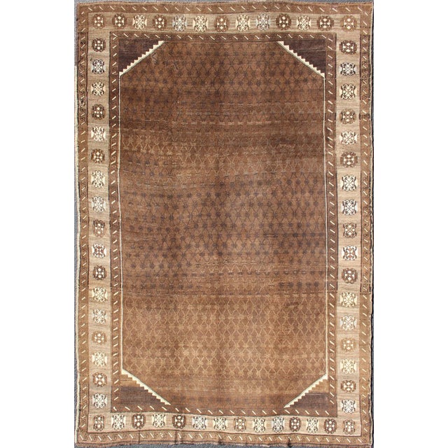 Vintage Turkish Kars Rug With a All-Over Lattce Design in Brown Tones For Sale - Image 11 of 11