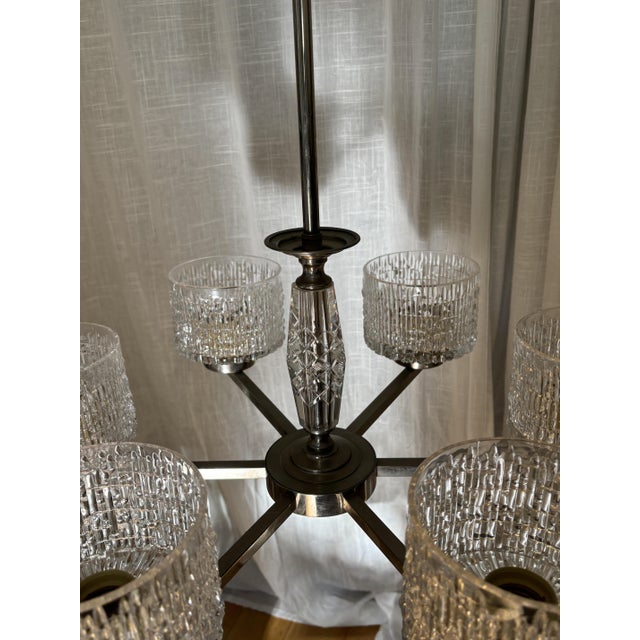 Vintage Six-Arm Chandelier, Sweden, 1960s For Sale - Image 9 of 13
