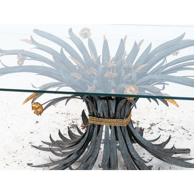 Mid 20th Century Hollywood Regency Gilt Metal Sheaf of Wheat Coffee Table, France Mid 20th C. For Sale - Image 5 of 12