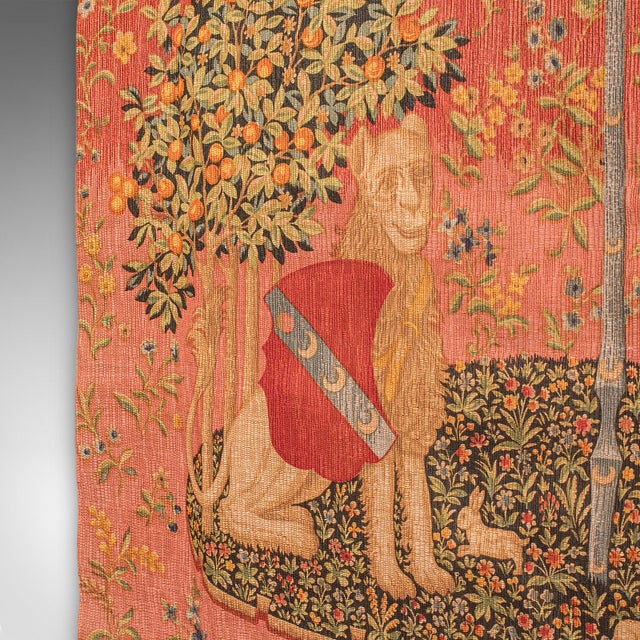 Large Vintage Wall Tapestry, Belgian, Needlepoint, Lady & the Unicorn, Woven Art For Sale - Image 6 of 11