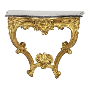 Swedish Baroque Giltwood Console With Grey Marble Top, Circa 1780