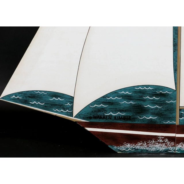 1990s Warren Kimble Sailing Ship Hanging Cabinet For Sale - Image 5 of 10