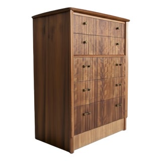 Mid-Century Walnut Uniflex Tallboy Chest of Drawers, 1960s For Sale