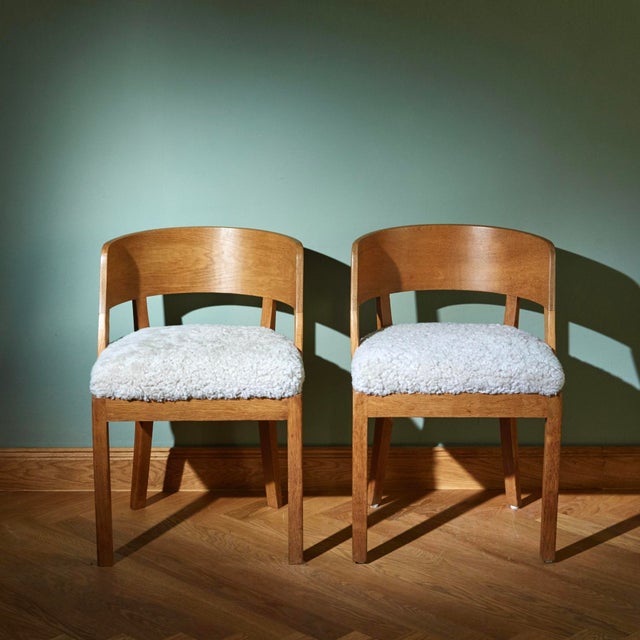 Rud Rasmussen Oak Chairs with Merino Upholstered Cushions from Rud. Rasmussens Snedkerier, 1940s, Set of 2 For Sale - Image 4 of 9