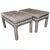 1990s Parsons Style Large Button-Tufted Ottomans or Benches in Striped Upholstery - A Pair For Sale