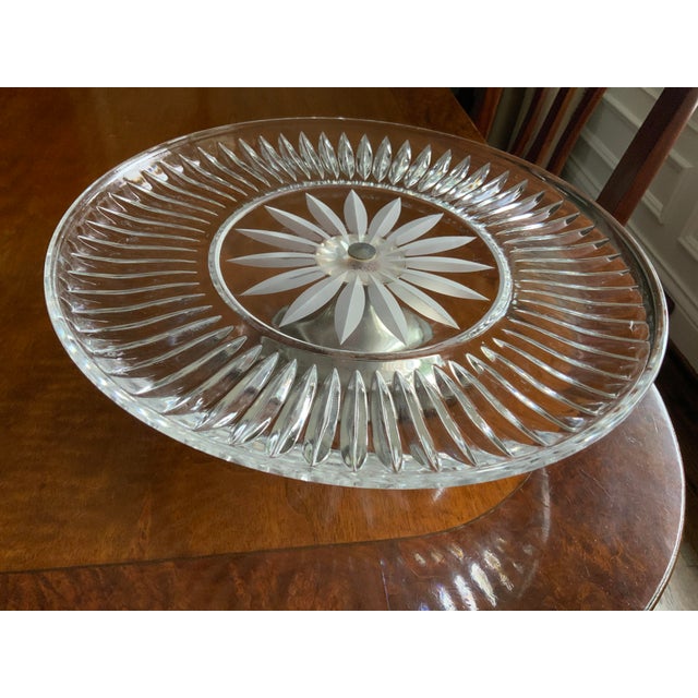Vintage Silver Plated & Crystal Cake Stand For Sale - Image 4 of 7