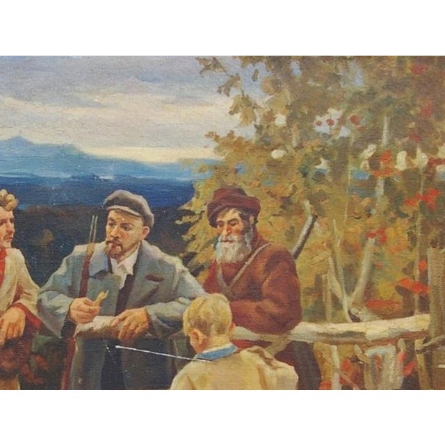 Campaign 1970s Vladimir Lenin Painting, Soviet Socialist Realism Oil Art 105-140 For Sale - Image 3 of 6