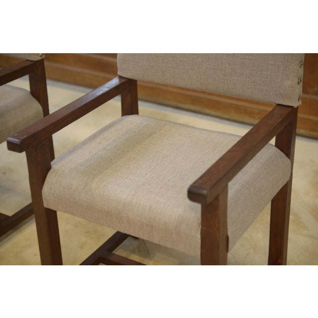 Wood Upholstered Oak Armchairs, 1950s, Set of 2 For Sale - Image 7 of 12