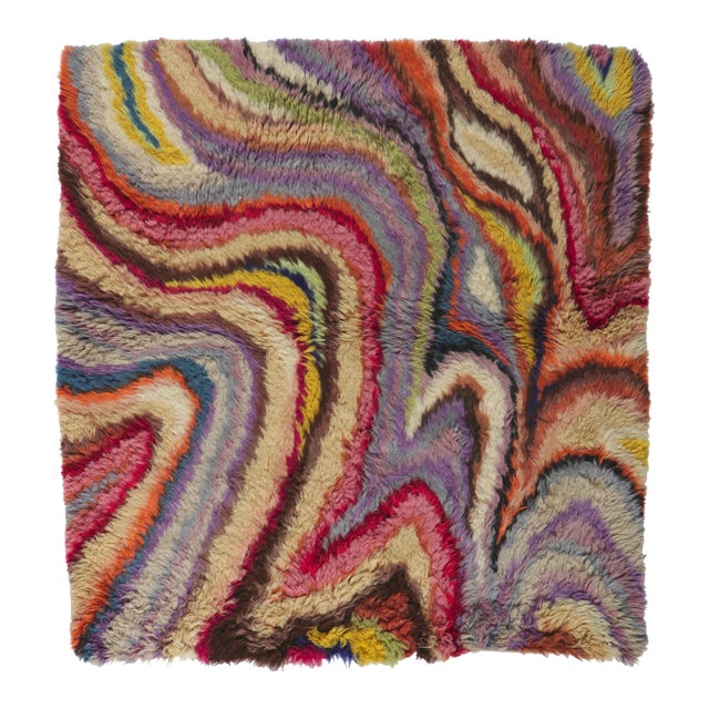 Vintage Swedish Rya Rug - 04'04 X 04'07 For Sale