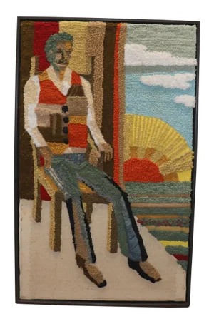 Vintage American Framed Hooked Rug, 2'8'' X 4'4''