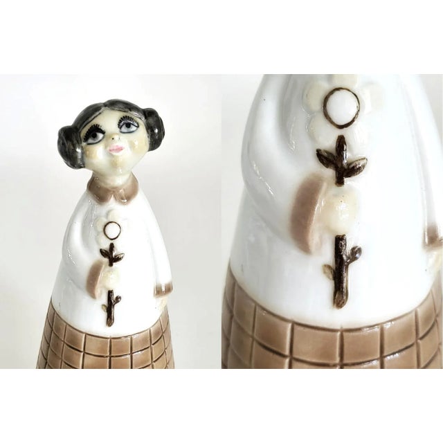 Ceramic !960s Swedish Porcelain Girl With Flower Figurine For Sale - Image 7 of 11