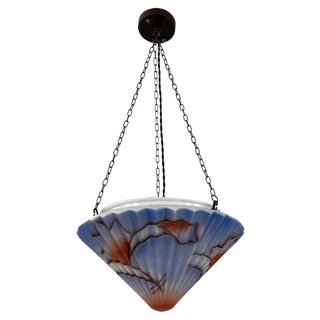 Art Deco Ceiling Light in Enameled Glass and Bronzed Brass, Germany, 1930s For Sale
