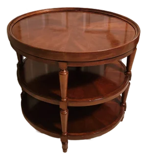 English Style Three-Tier Oval Top Cherry End Table