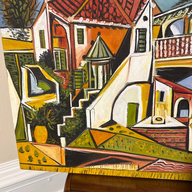 1970s Vintage Pablo Picasso Mediterranean Landscape Canvas Litho Painting For Sale - Image 5 of 7