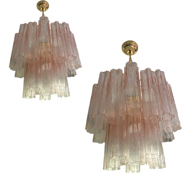 Pink Murano Glass Chandeliers by Simoeng, Set of 2 For Sale