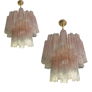 Pink Murano Glass Chandeliers by Simoeng, Set of 2