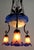 Art Deco Wrought Iron Chandelier with Blue Blown Glass, France For Sale - Image 9 of 12