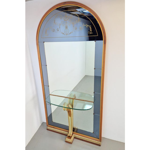 Mid-Century Modern Vintage Floor Mirror with Console Table from Cristal Art, Italy, 1960s For Sale - Image 3 of 18