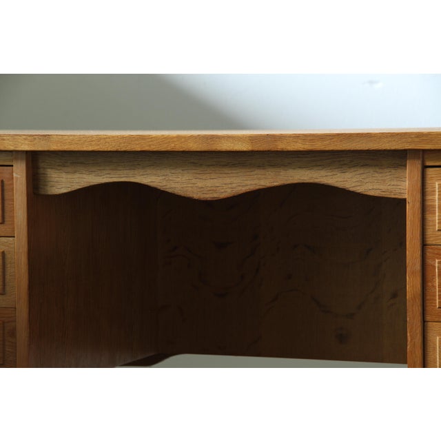 Vintage Danish Brutalist Oak Desk by Henning Kjærnulf, 1960s For Sale - Image 11 of 18
