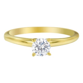 GIA Certified 14K Yellow Gold 1/2 Cttw Diamond Solitaire Engagement Ring - Size 6 For Sale