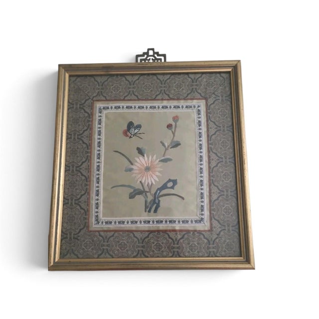 Chinese Vintage Chinese Set of 3 Silk Embroidery Panels Beautifully Framed For Sale - Image 3 of 6