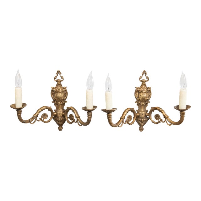 19th Century French Gilt Bronze Wired Wall Sconces - a Pair For Sale