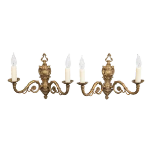 19th Century French Gilt Bronze Wired Wall Sconces - a Pair
