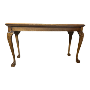 Carved Oak Georgian Chippendale Style Console Table 48" X 17" X 27.5" - Vintage Late 20th Century - American Made