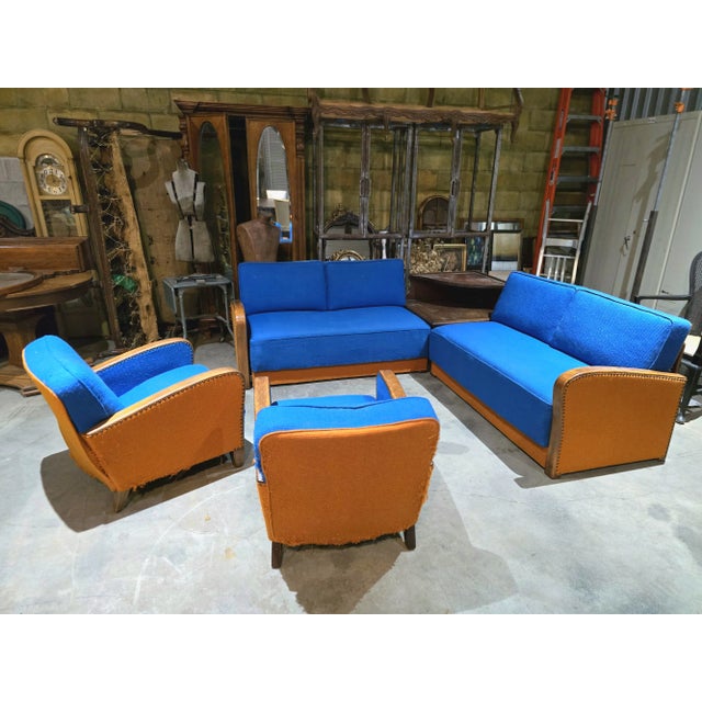 1940s Custom Schlaraffia Furniture Sectional Daybed and Chairs Living Room Set | Imported From Germany For Sale - Image 9 of 9