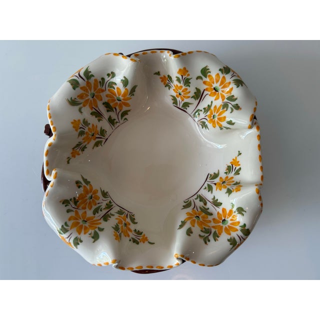 Mid 20th Century Mid 20th Century Faux Napkin Majolica Serving Dish- Made in Portugal For Sale - Image 5 of 8