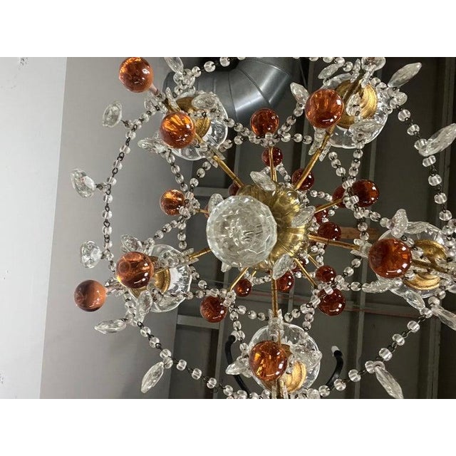 Amber Five Light Amber Crystal Beaded Chandelier C. 1930's For Sale - Image 8 of 8