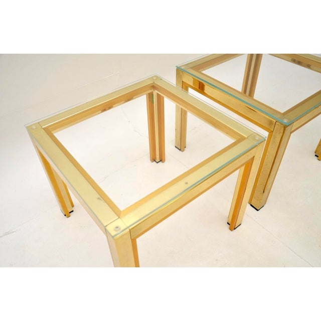 Mid-Century Modern Vintage Italian Brass Side Tables attributed to Renato Zevi, 1970, Set of 2 For Sale - Image 3 of 6