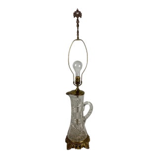 Late 20th Century Neoclassical Waterford Crystal Brass Base Table Lamp For Sale