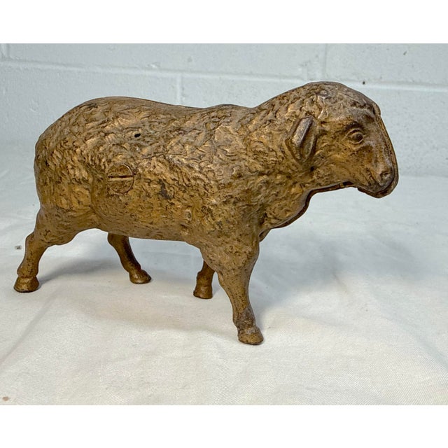 Antique Early 1900's Original Hubley Cast Iron Sheep Lamb Still Coin Bank For Sale - Image 10 of 12