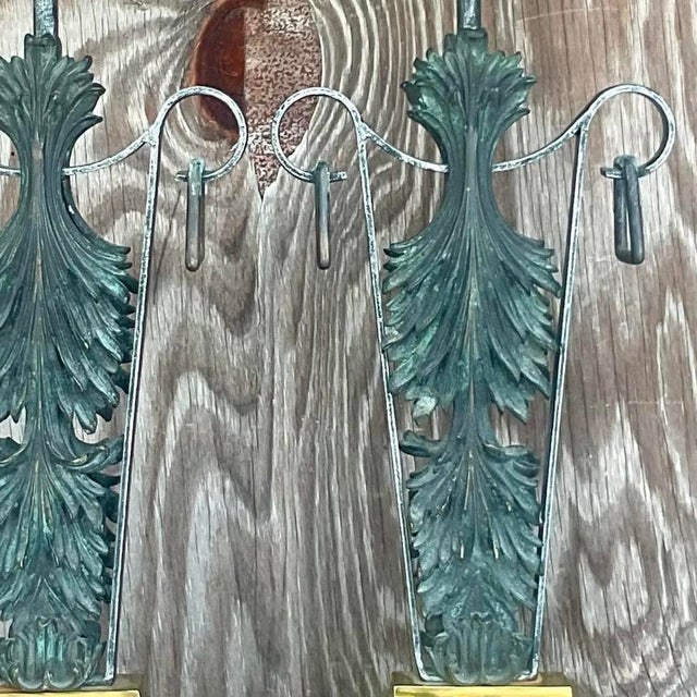 Vintage Boho Maitland Smith Patinated Fleur De Lys Lamps - a Pair For Sale - Image 10 of 13