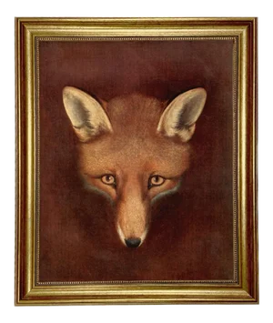 "Fox Head After Reinagle" Contemporary Animal Portrait Print on Canvas, Framed