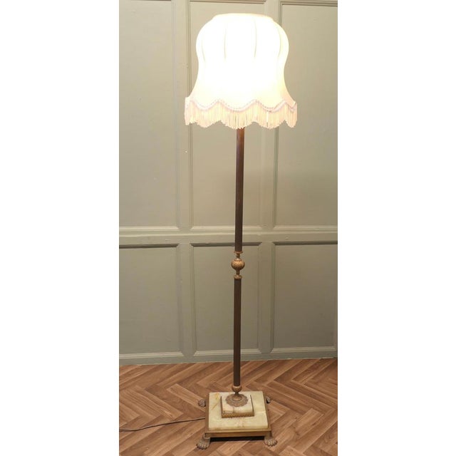 Brass and Onyx Column Floor Lamp, 1960s For Sale - Image 4 of 8