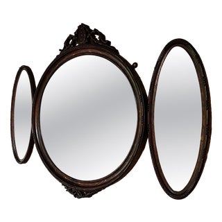 Large Antique Art Deco Triple Overmantel Mirror, 1935 For Sale