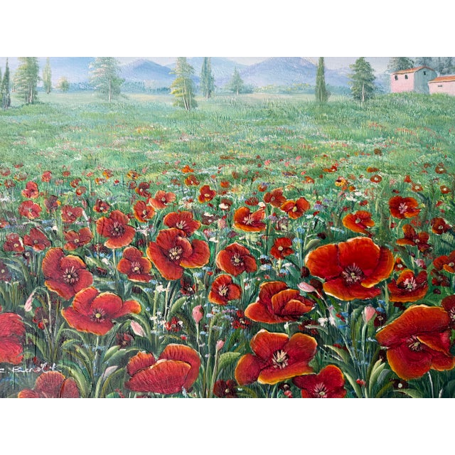 1980s C. Benolt Floral Farm Landscape Oil on Canvas Painting, Framed For Sale In Miami - Image 6 of 12